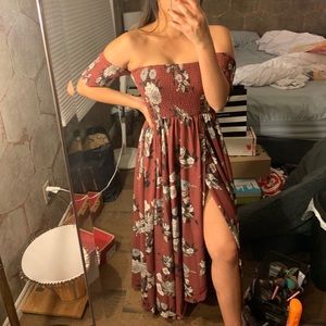 SHOWPO DARK ROSE FLORAL MAXI DRESS